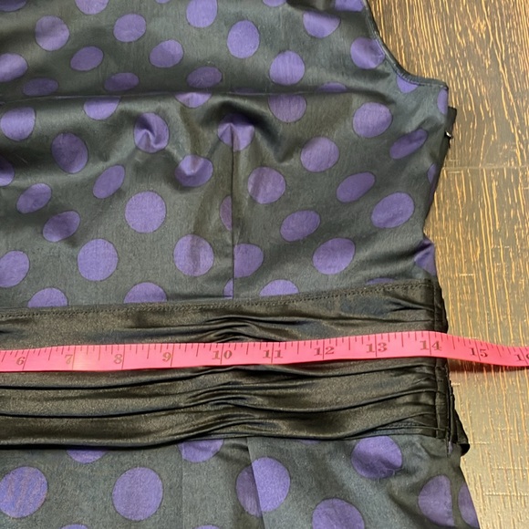 Club Monaco | Purple and Black Polka Dot Midi Dress Sleeveless Crew Neck - Picture 12 of 14
